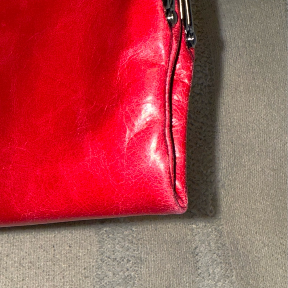 New HOBO International Lauren Double Frame Red Leather Wristlet Clutch - Picture 4 of 8